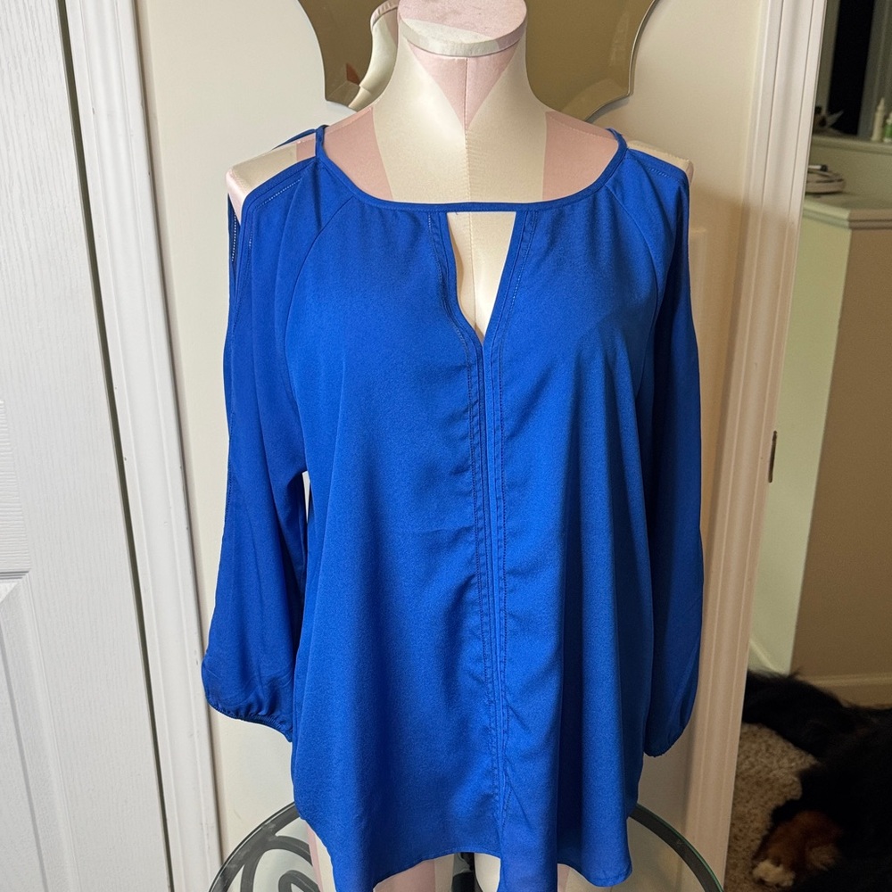 The Limited Royal Blue Cold Shoulder Blouse